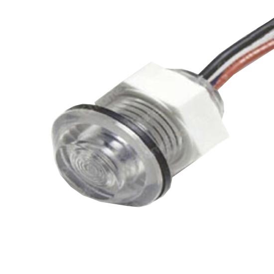 LED Bulkhead Light Thread W/ Backing Nut - Amber LED/ Clear Lens