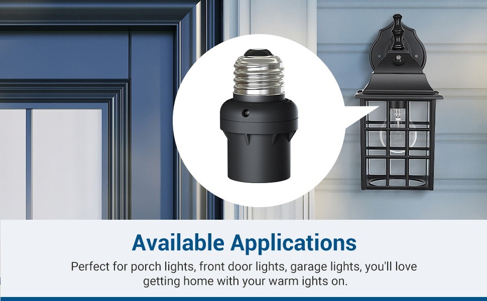 DEWENWILS 2 Pack Automatic Dusk to Dawn Light Bulb Sockets, Light Sensor Socket