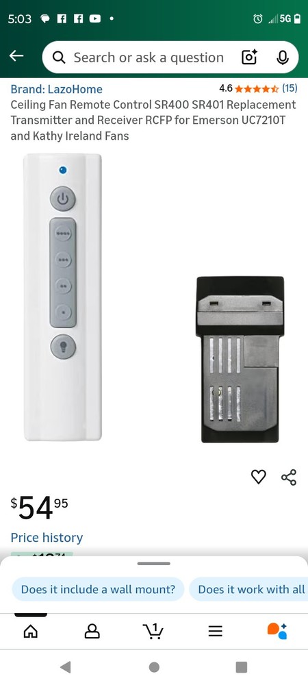 Ceiling Fan Remote Control SR400 SR401 Replacement Transmitter and Receiver R...