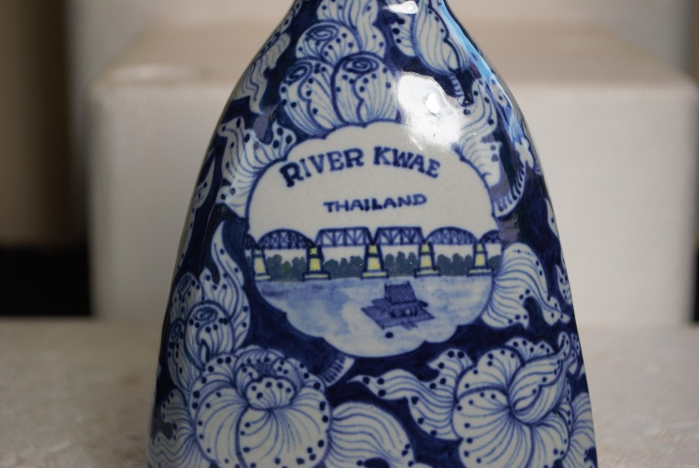 River Kwae Thailand deflt blue decorative bottle unmarked