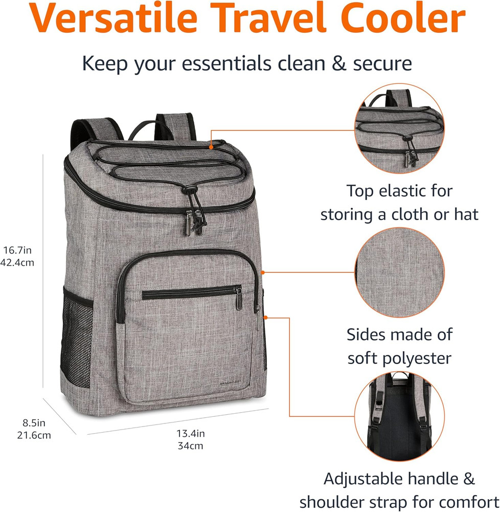 Insulated Cooler Backpack, Leak-Proof, 30 Can Capacity, Portable Soft Sided Cool