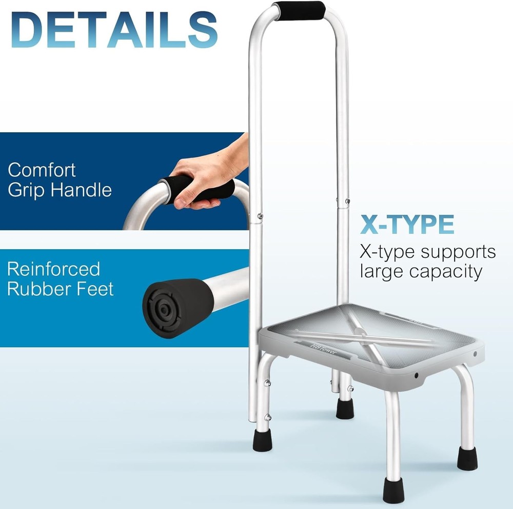 Aluminum Step Stool W/ Handle Elderly Lightweight Step Stools Adults Seniors