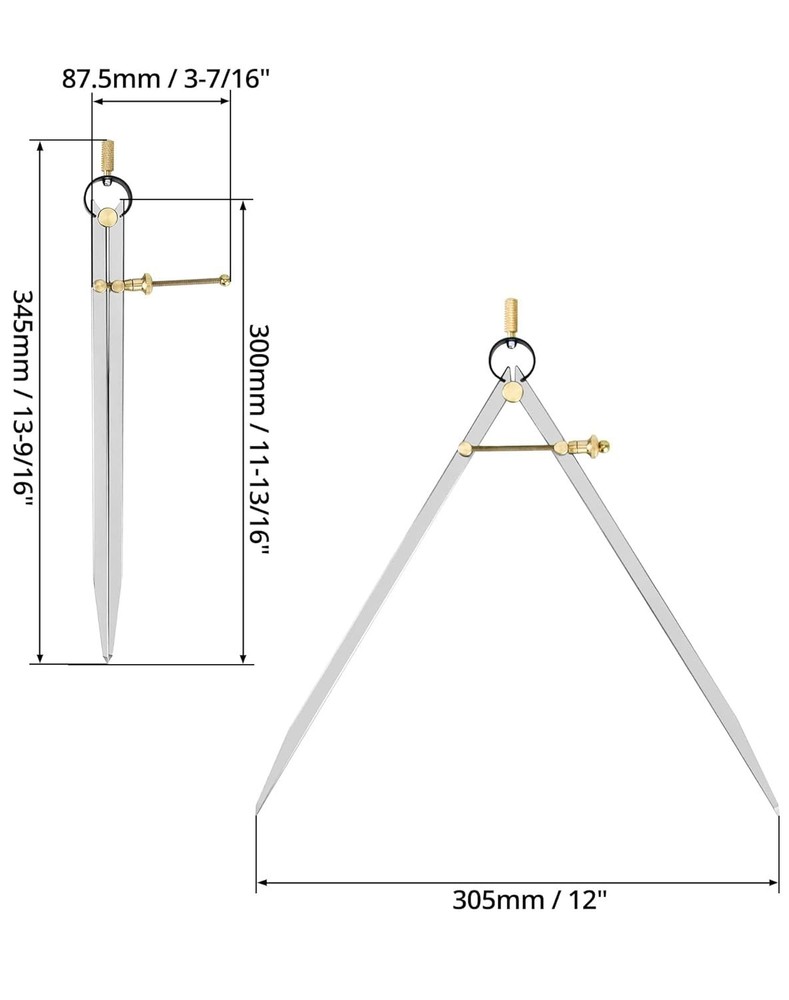 12" Precision Spring Divider | Drafting & Geometry Caliper for Carpenters