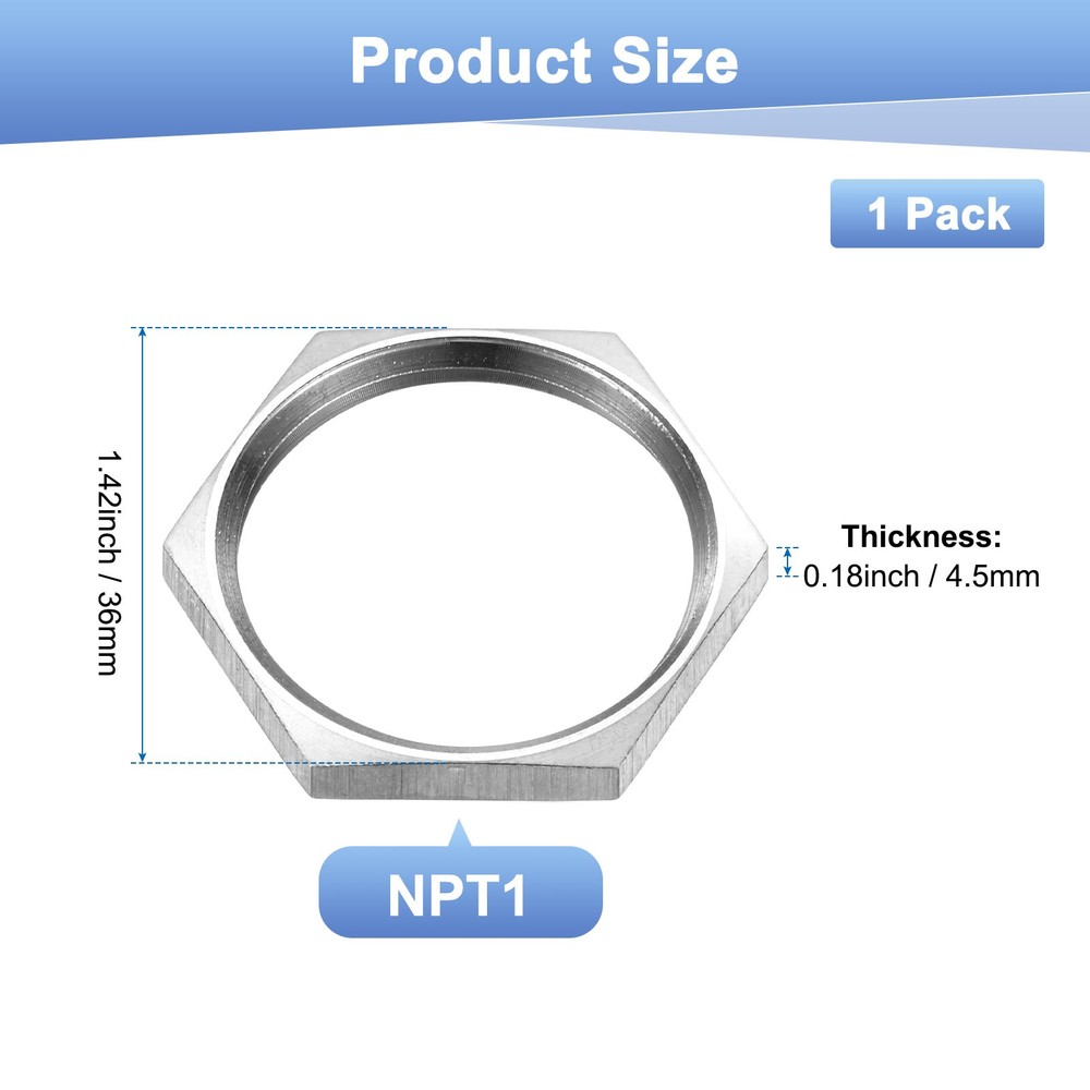 1-Pack Cast Pipe Fitting Hex Locknut, NPT1 Female Thread Hex Locking Nut