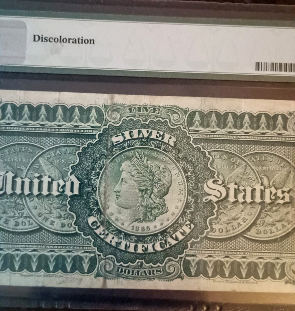 FR 261 1886 $5 Silver Certificate Morgan Back
