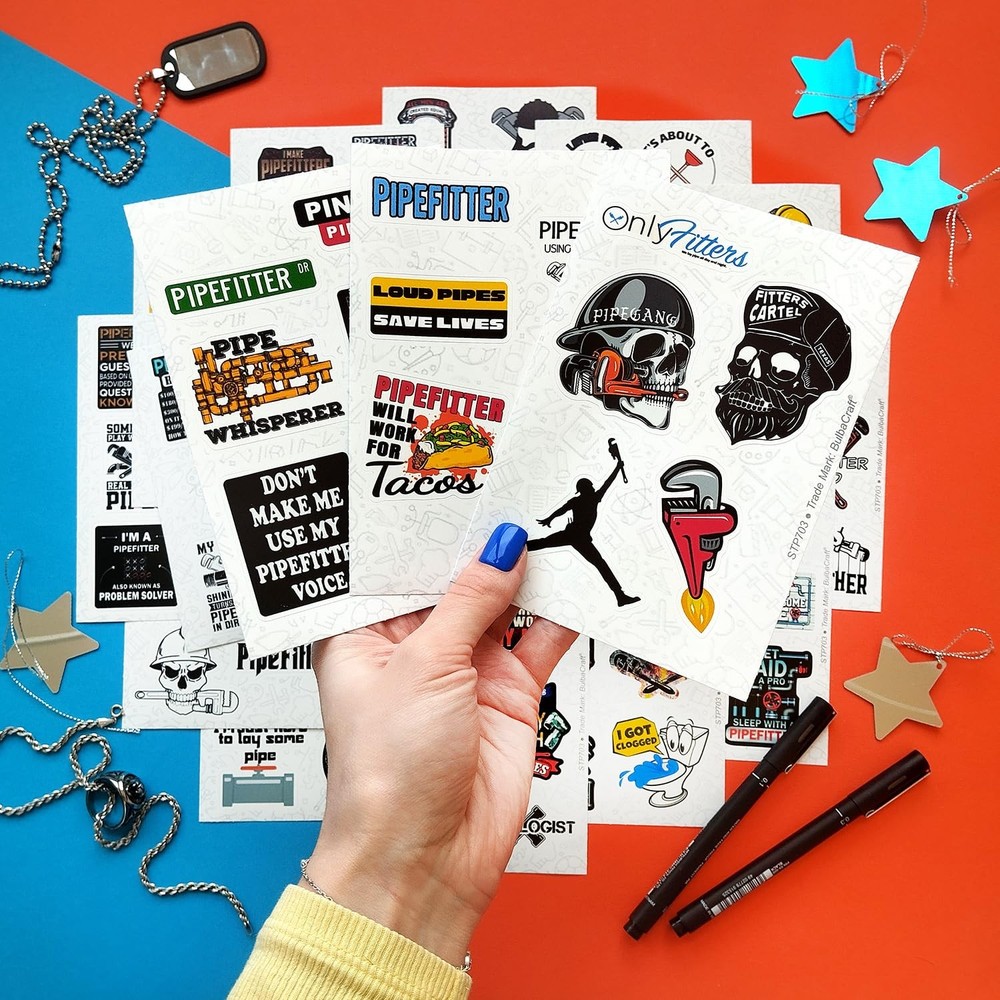 100 Pcs Funny Pipefitter Hard Hat Stickers, Cool Pipefitting Decals