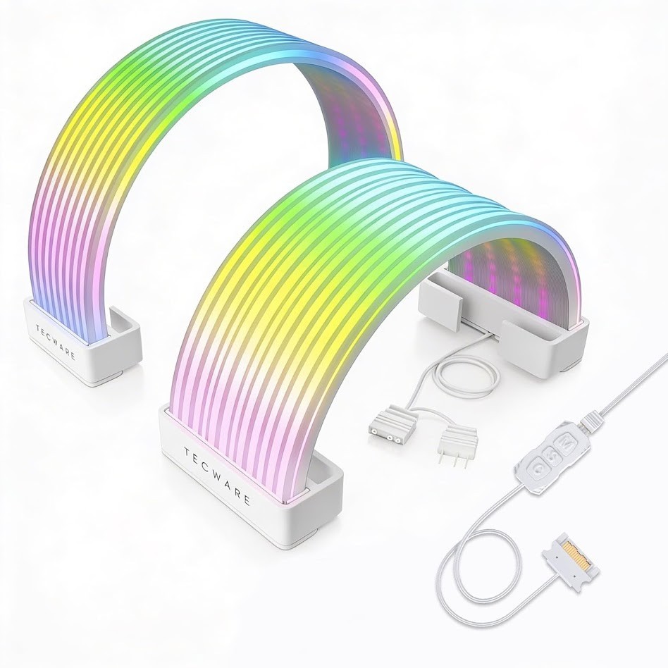TECWARE Flex ARGB PSU Cable Cover Kit White 24-Pin 8/16-Pin Open Box