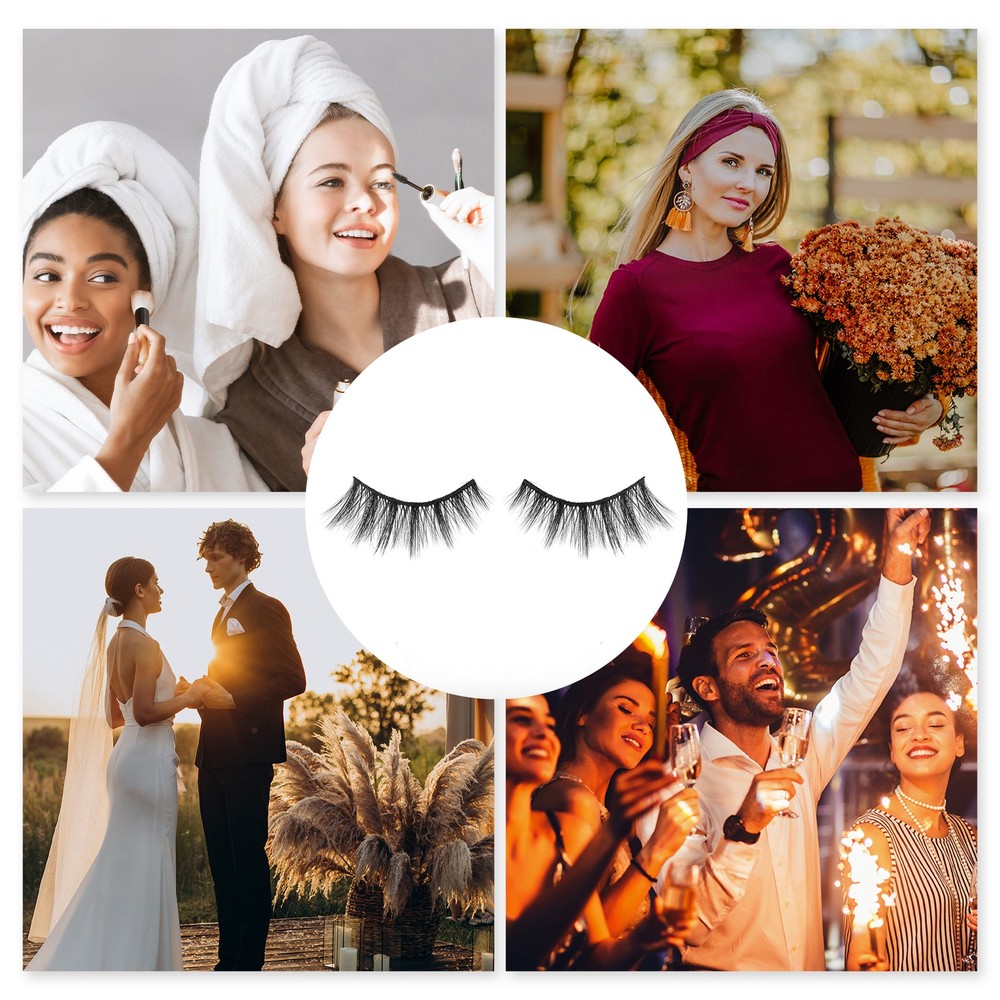 S03 False Eyelashes for Makeup Black 10 Pair