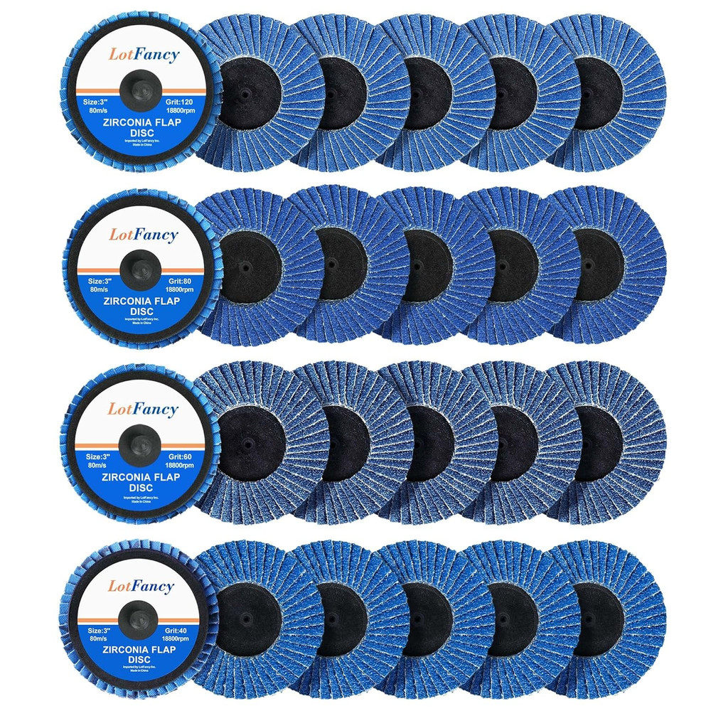 3 Inch Flap Disc, 24PCS 40 60 80 120 Grit Assorted Grinding Wheels, Roll Lock Sa