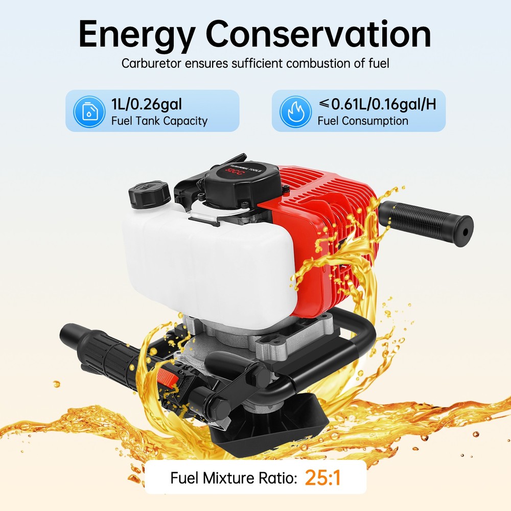 2HP 2-Stroke Gas Powered Hole Digger Motor Digging Drilling Engine 52CC