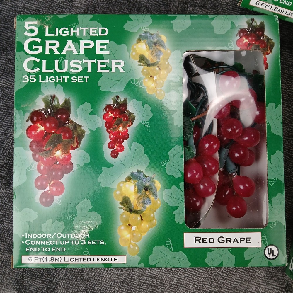 3 Sets Red Grape Cluster Lights String Indoor Outdoor String Lighted Wine Patio