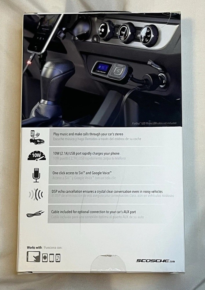 Handsfree Car Kit w/ FM Transmitter Bluetooth Iphone Android Compatible -SCOSCHE