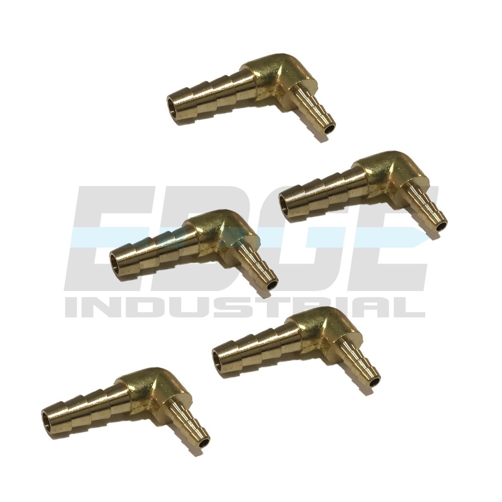 (5 PACK) 1/4 X 1/8 HOSE BARB ELBOW 90 DEGREE Brass Pipe Fitting UNION Fuel WOG