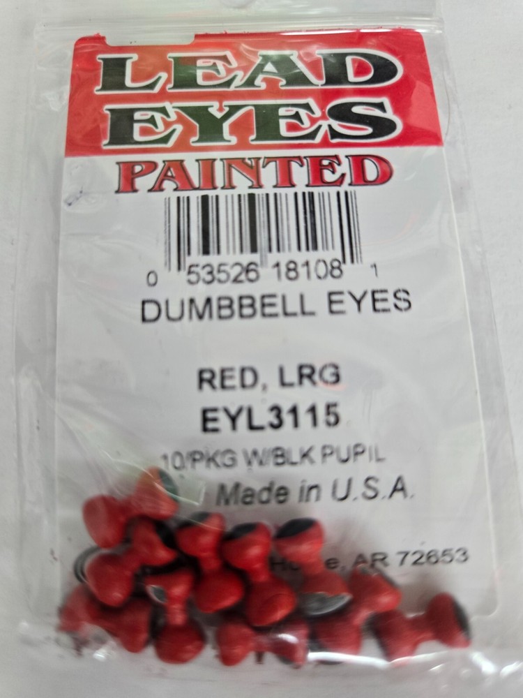 Dumbbell Eyes  "  Red  "  Size: Large 1/4"   10 per pack