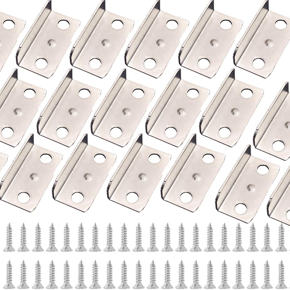 20 Pcs Angled Drawer Lock Strike Plate, L Shaped Silver