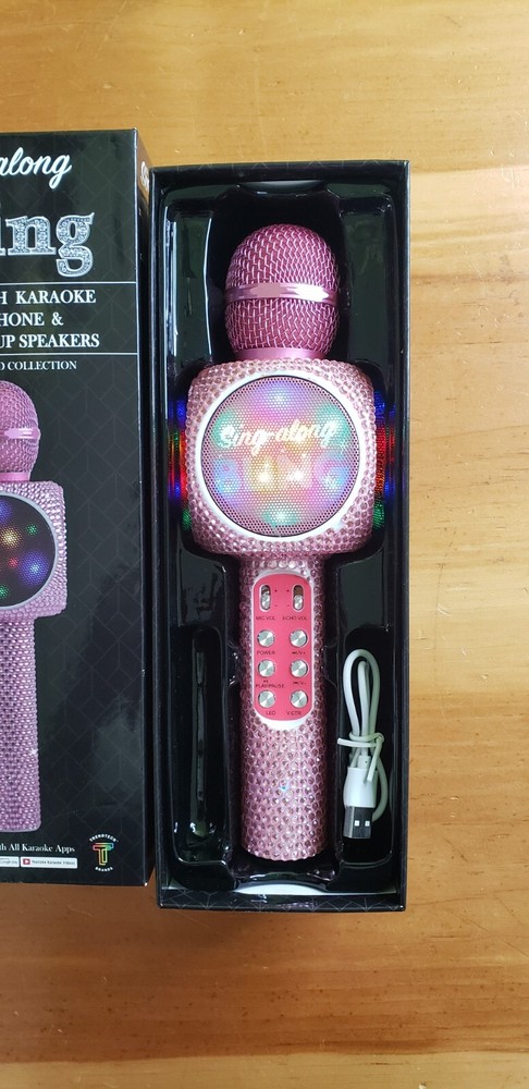 Pink Bling Karaoke Microphone & Bluetooth Speaker
