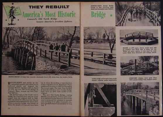 Old North Bridge Concord Mass 1957 Restoration article
