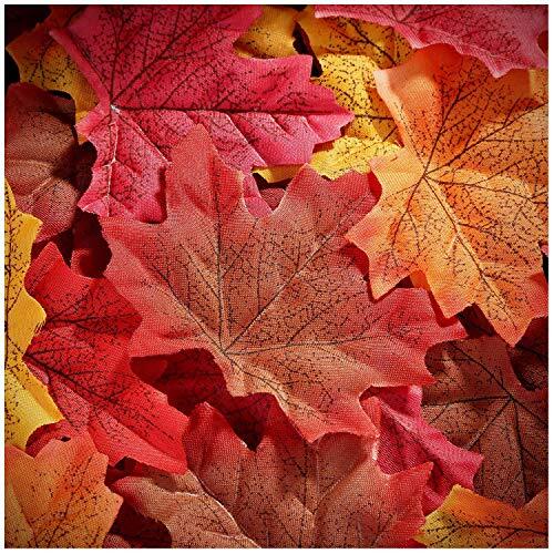 300 Pieces Artificial Autumn Maple Leaves Mixed Fall Colored Leaf for