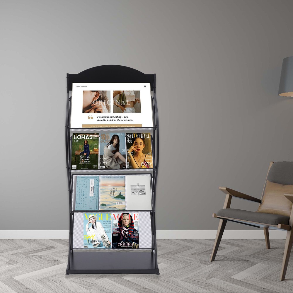 Book Shelf Rack Floor Multi-layer Storage Display Rack Newspaper Comic Display