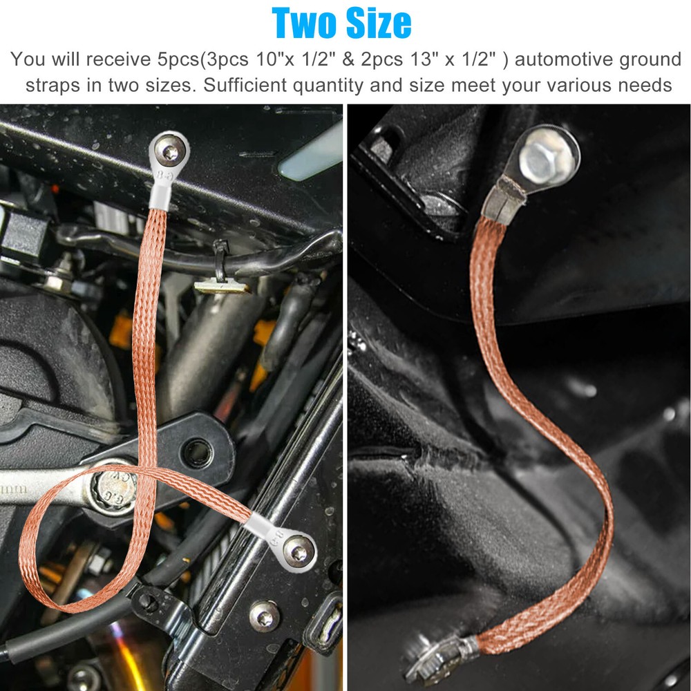 4 Engine Ground Strap Copper Cable 5/16" Ends For Car Truck Firewall Engine Body