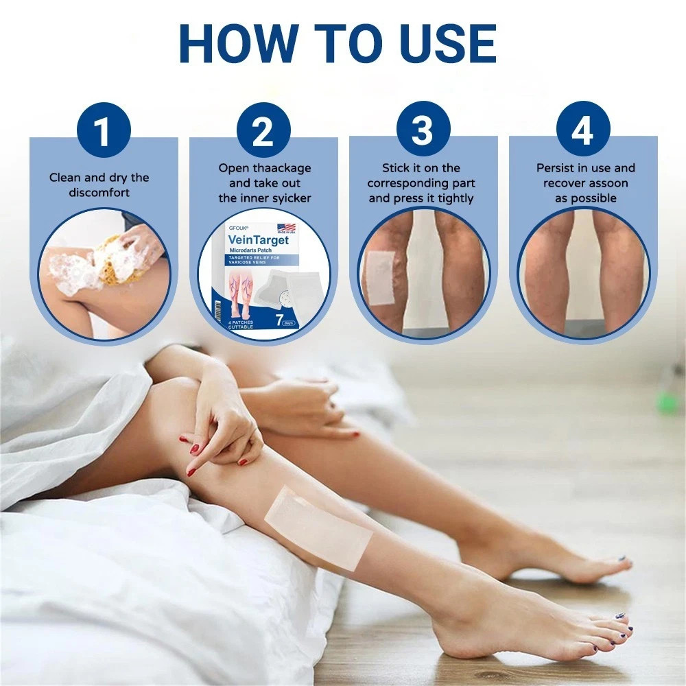 GFOUK VeinTarget Microdarts Patch Professional Leg Varicose Veins Patch 4Pc-7Day