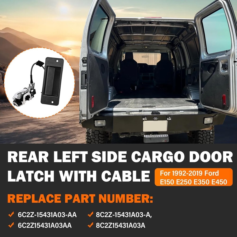 Rear Cargo Door Latch with Handle Left Driver Side for 1992-2019 Ford E150 E250