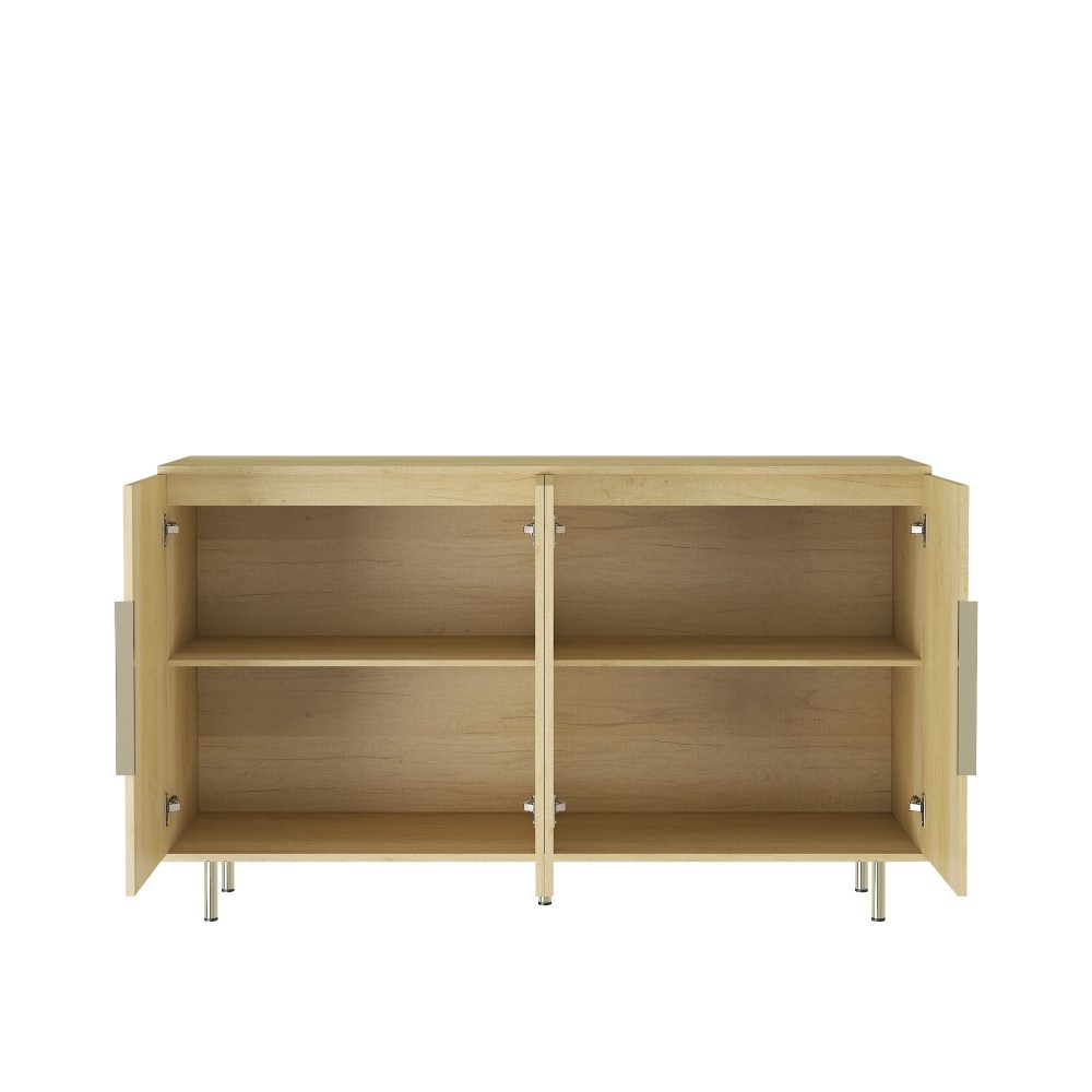 Modern Buffet Cabinet with Fluted Doors and Adjustable Shelves