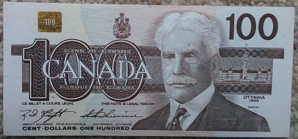 1988  Canadian One hundred Dollar Banknote
