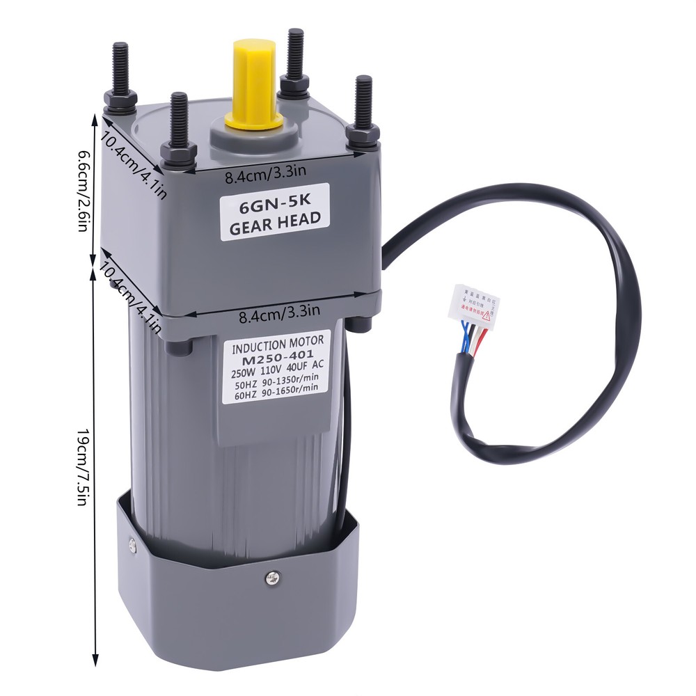 250W 110V AC Gear Motor with Variable Speed Controller and Bracket Single-Phase