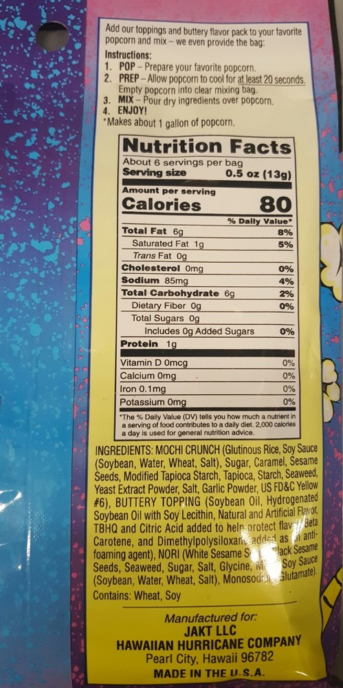 Hawaiian Hurricane Popcorn Toppings - 2.3 oz packet