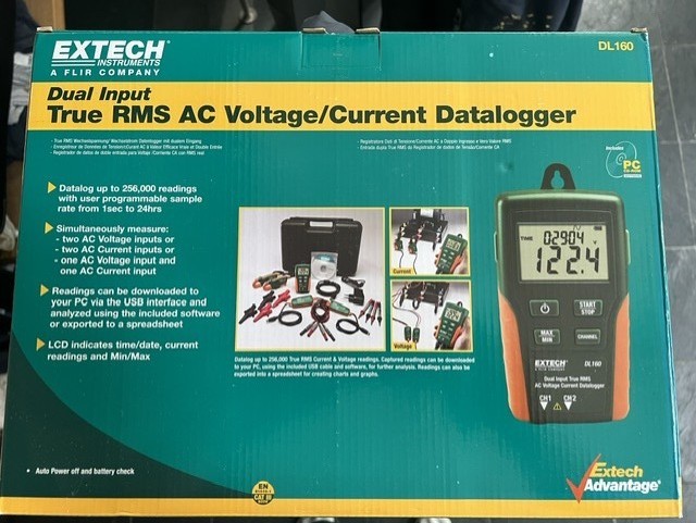 Extech DL160 Dual Input True RMS AC Voltage Current Datalogger 6-600V 200A 5LUT7