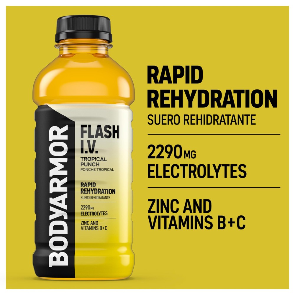 BODYARMOR Flash I.V. Electrolyte Beverage, Tropical Punch, Hydration Drink wi...