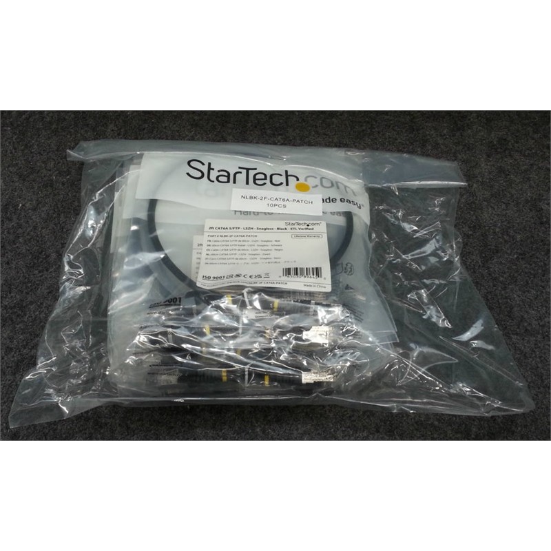 StarTech NLBK-2F-CAT6A-PATCH CAT6A S/FTP Network Ethernet Cable 2ft Lot Of 10