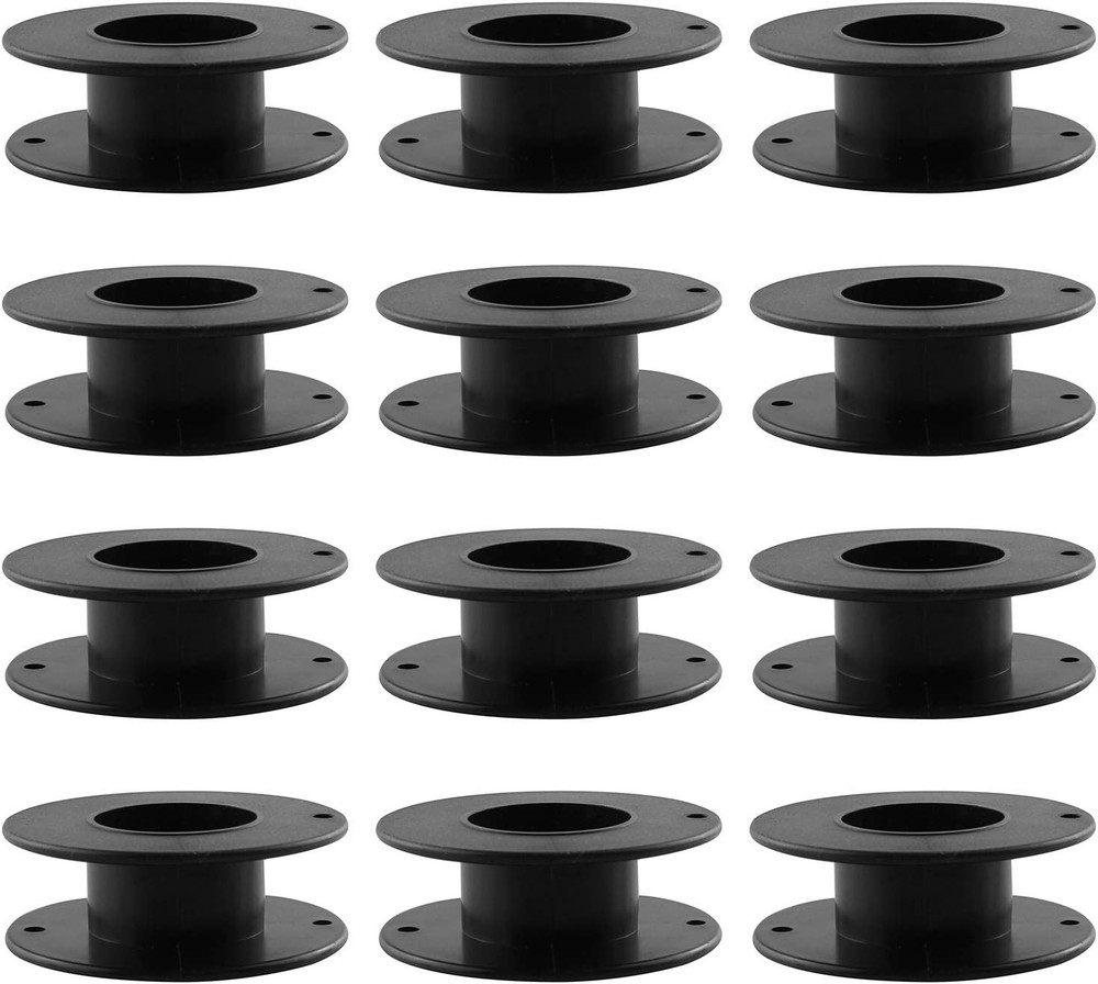 12Pcs 55Mm Plastic Spool Black Bobbin Empty Spools for Ribbon Beading String Wir