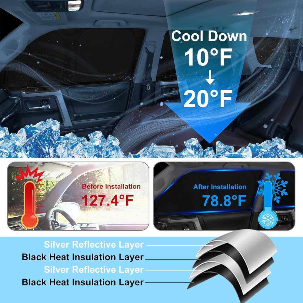Windshield Sun Shade Car Windshield Foldable Full Windows Coverage Custom Fit fo