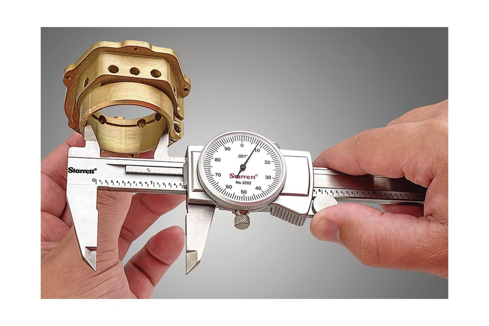 Starrett Dial Caliper with Adjustable Bezel and Fitted Case - White Face, 0-6...