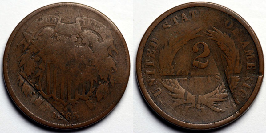 1865  Two Cent Piece