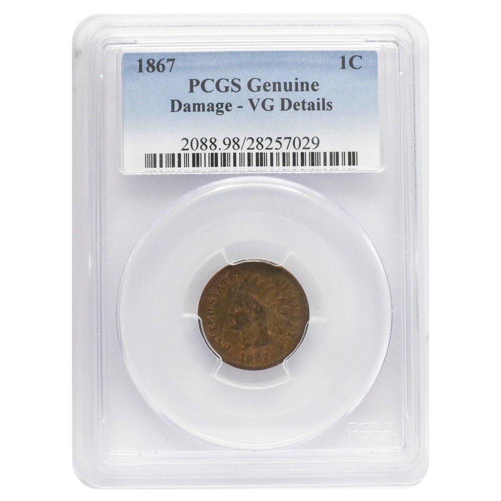 1867 Indian Head Cent (VG) "Details" PCGS