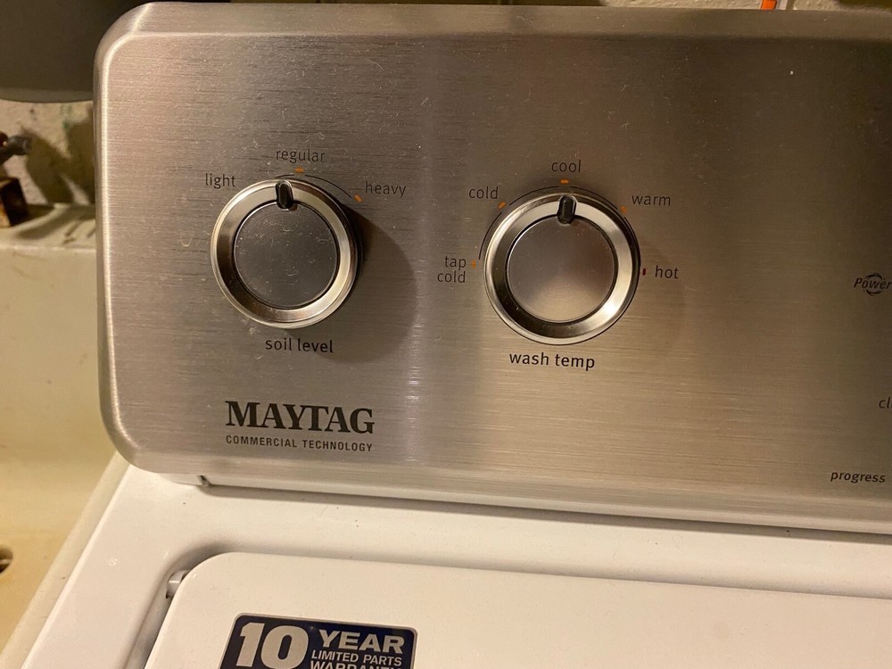 Lightly used white Maytag top load washing machine/ front load dryer