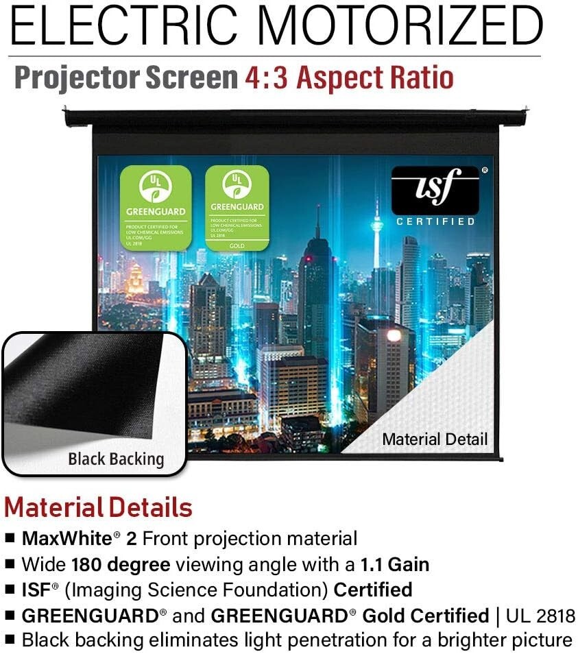 104-Inch Motorized Drop Down Projector Screen - 8K/4K HD Ready & Remote Contr...