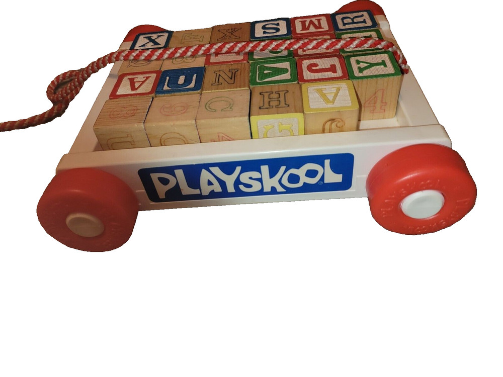 Vintage 1981 Playskool Wagon Block Set One Block Missing