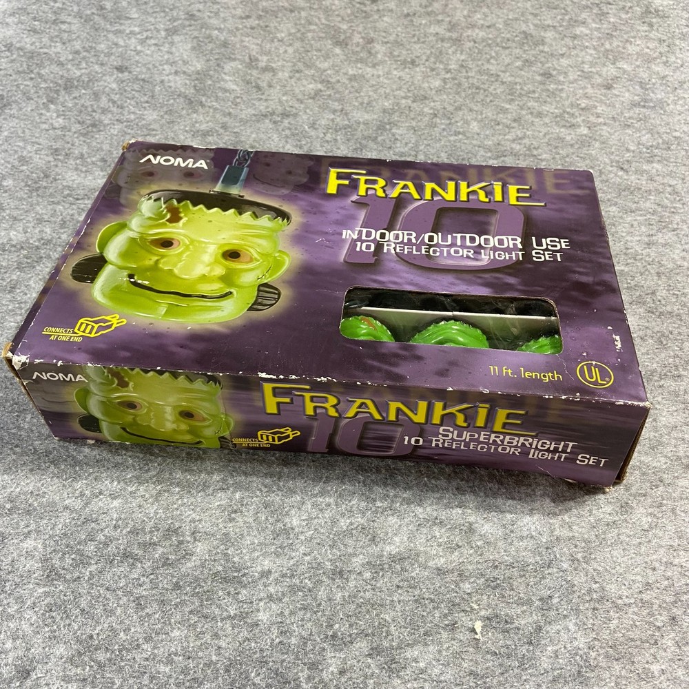 Frankenstein Blow Mold String Lights Halloween Decor Noma TESTED 1996 NEW IN BOX