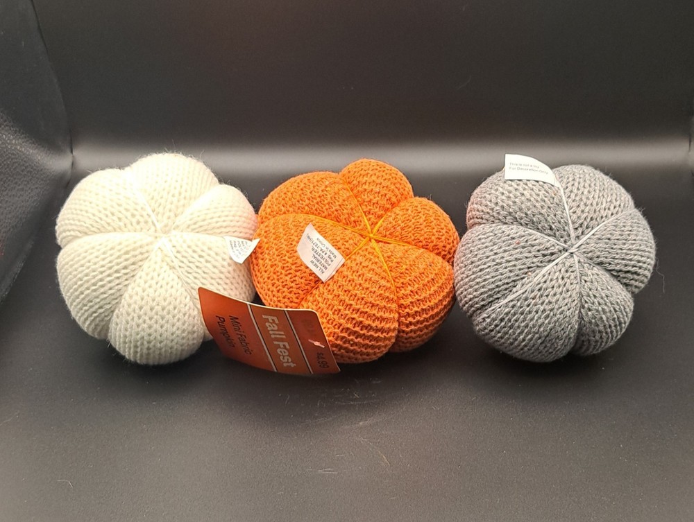 Set Of 3 Mini Fabric Pumpkins Multicolor