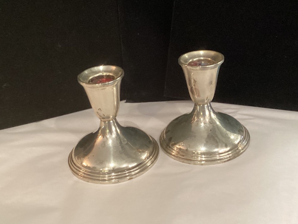 ANTIQUE AUTHENTIC SIGNED EMPIRE STERLING SILVER CANDLE STICKS MUST SEE NO RES
