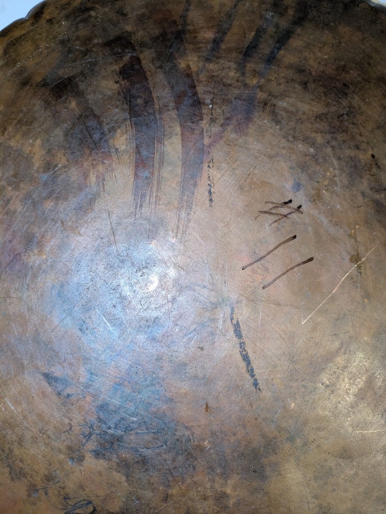 Antique Copper Middle Eastern Etched Serving Tray (13.5")