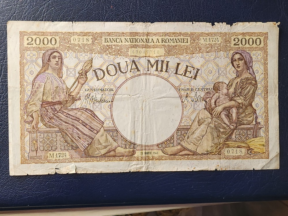 ROMANIA - 2000 LEI 23 MARCH 1943 - LARGE BANKNOTES
