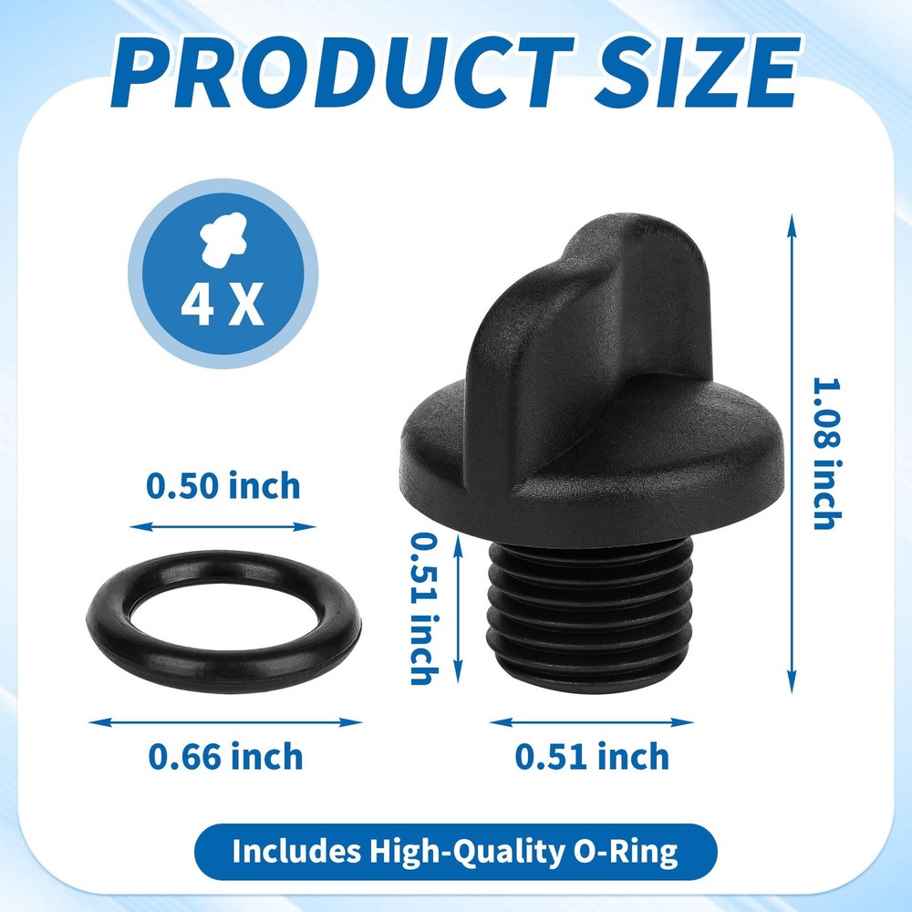 NBPLUS R0446000 Pool Pump Drain Plug with O-Ring, Filter Black