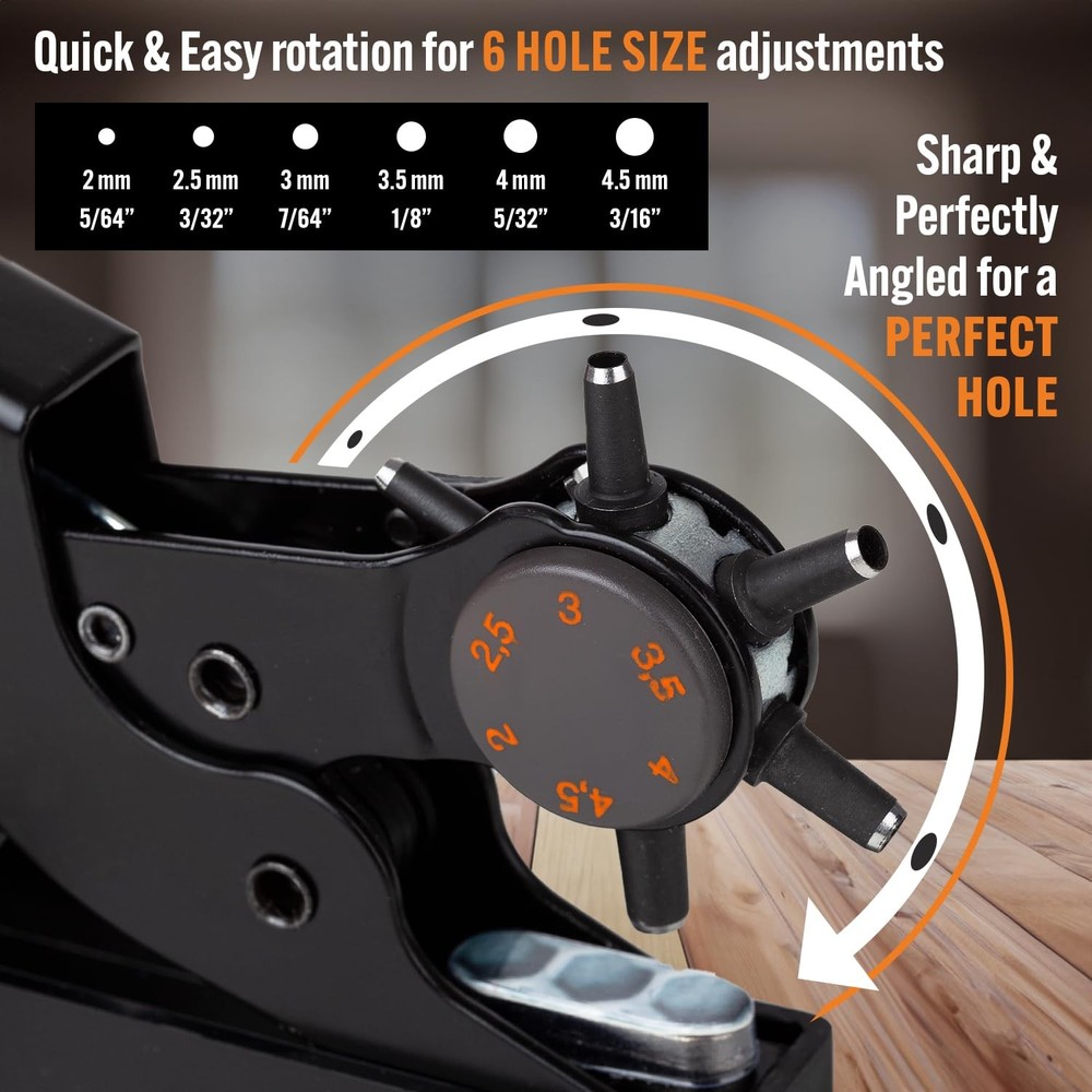 Desktop Leather Belt Hole Puncher Tool - Easier to Use Tabletop Design for...