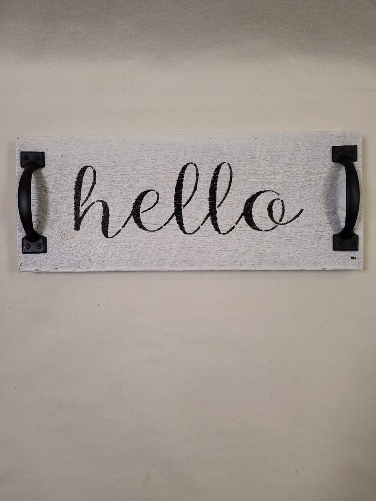 " Hello " Wooden Handmade Serving Tray