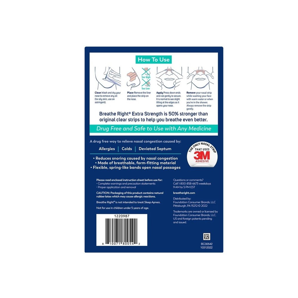 Breathe Right Extra Strength Nasal Strips, Clear (72 Count)